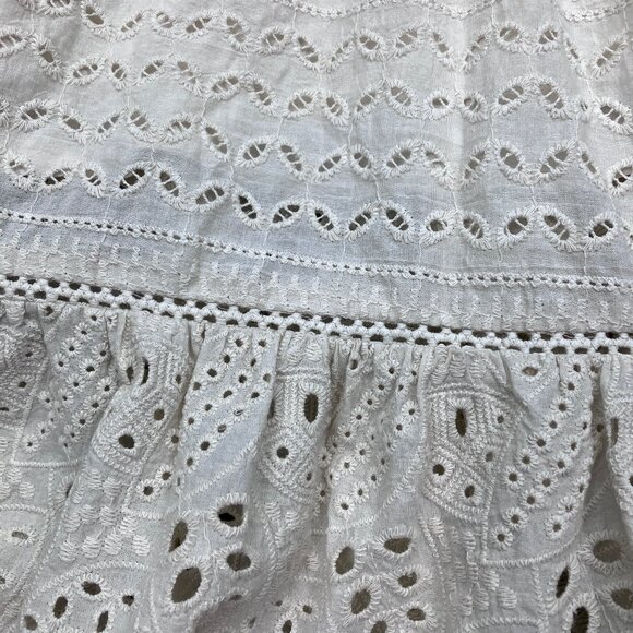 Allison Estelle Cream Eyelet Maxi Dress Small Cotton NWT Belted Boho Embroidered - Picture 10 of 14